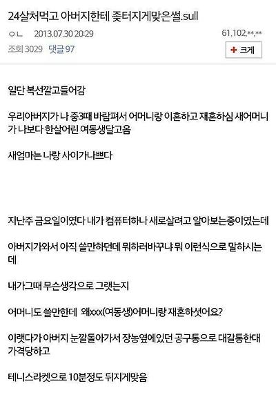 내 나이 24 아버지한테 신나게 맞았음 . jpg | 인스티즈