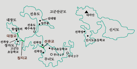고군산군도 지도 (선유도 망주봉 지도, 무녀도 무녀봉 지도, 대장봉 대장봉)