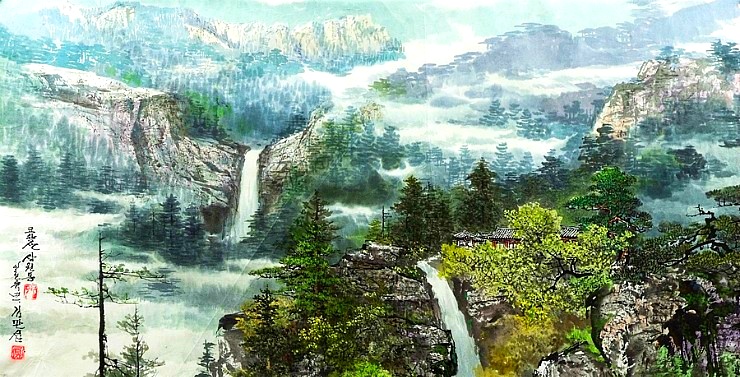 금강산 만폭동: 북한 공훈예술가 김만섭 그림(산수화