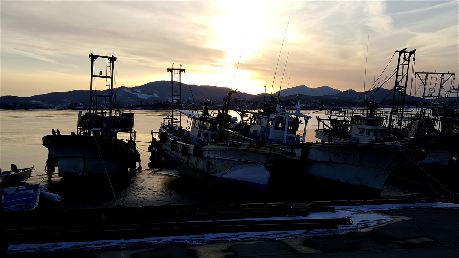 김포 대명항의 석양 노을