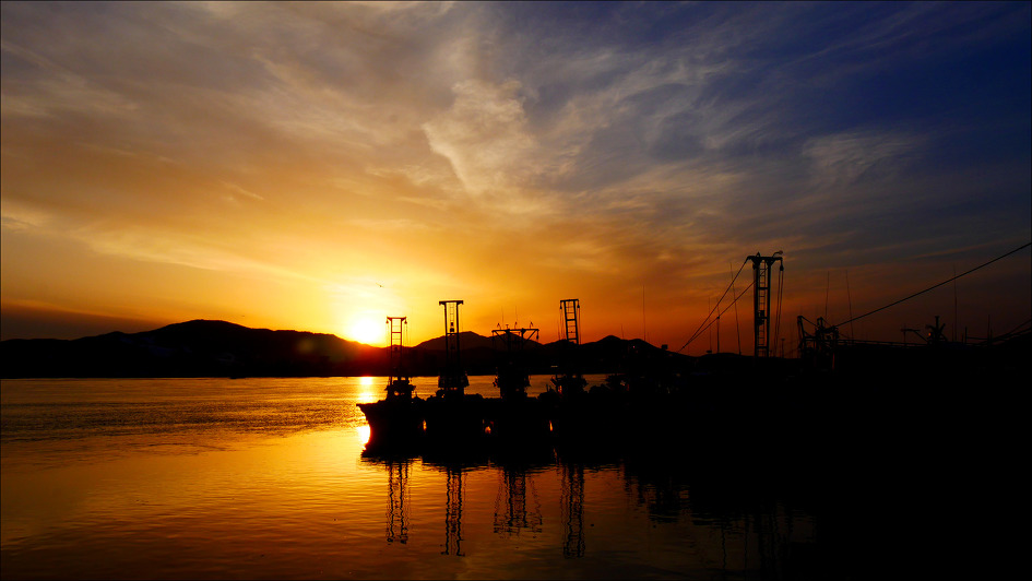 김포 대명항의 석양 노을