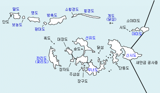 고군산군도 지도 (선유도 망주봉 지도, 무녀도 무녀봉 지도, 대장봉 대장봉)