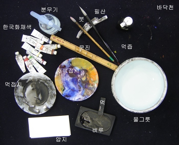 한국화 색칠공부의 재료와 재료는 화실에서 준비하겠습니다!