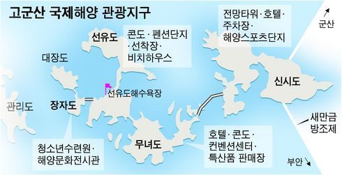 고군산군도 지도 (선유도 망주봉 지도, 무녀도 무녀봉 지도, 대장봉 대장봉)