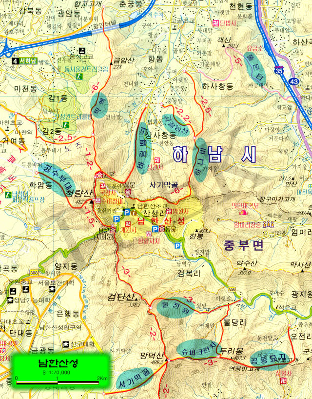 남한산성 벌봉 지도 ( 검단산 ) ( 경기 하남 )