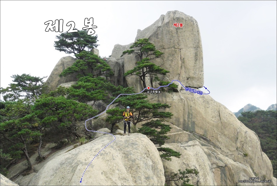 도봉산(道峰山) 오봉(五峯)리지 루트개념도