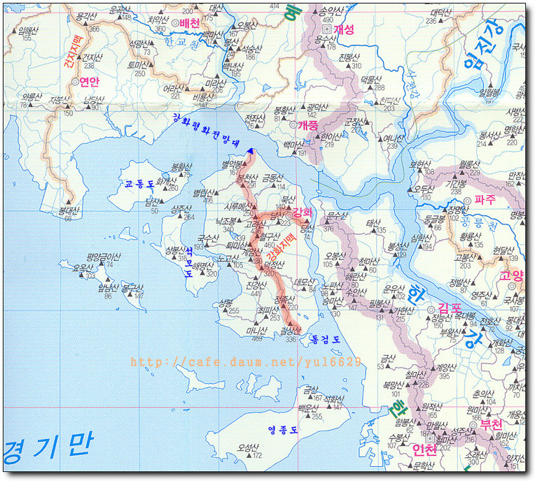 강화지맥 개념 및 지도