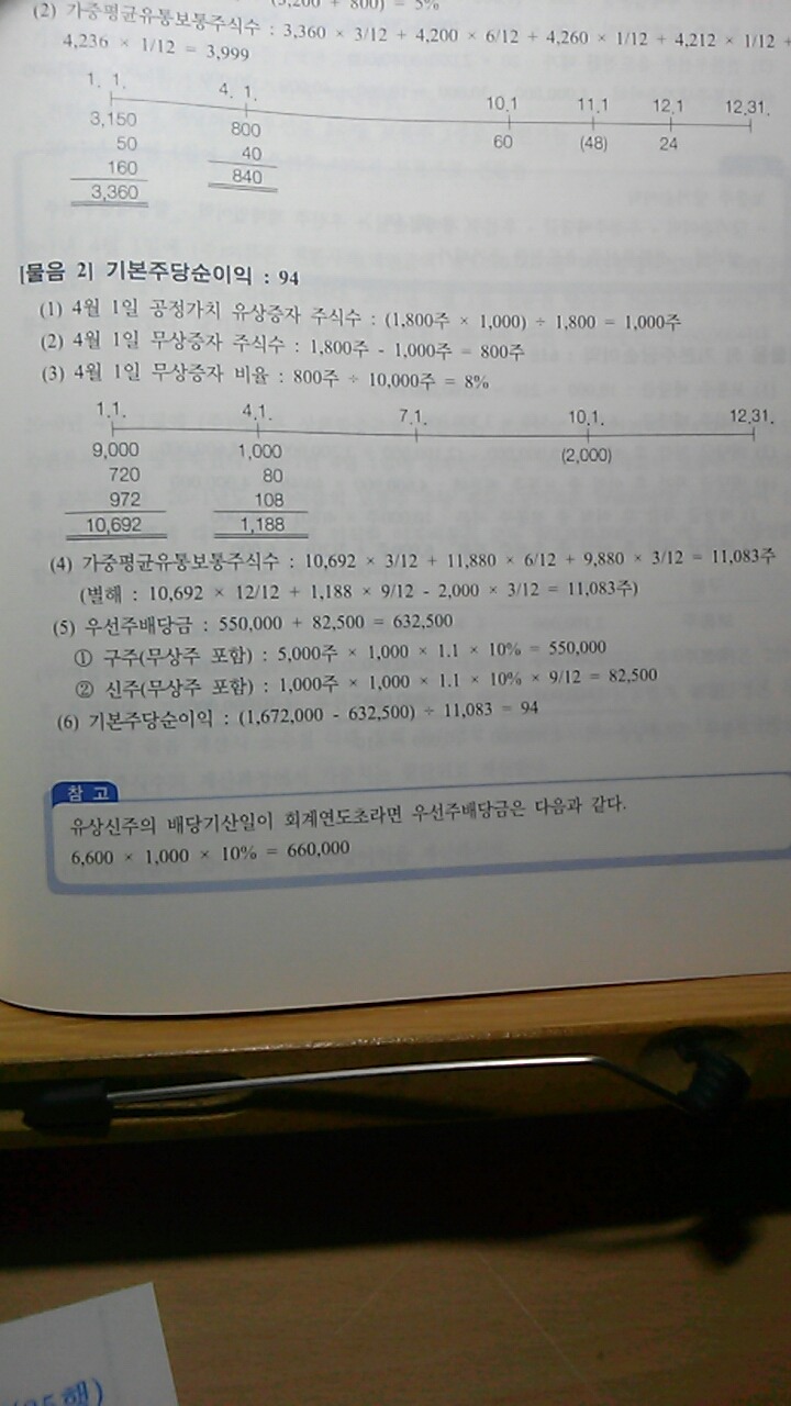 주당이익 계산 간단한거 좀 ㅎㅎ - [-──수험전반 Q & A°♡] - 회계동아리