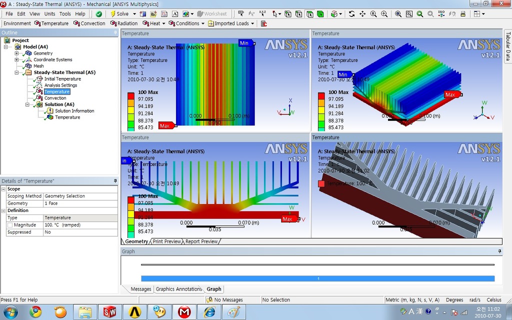 SolidWorks로 형상을 만든뒤 Ansys로 열해석을 돌렸습니다. - Help me!긴급 해석! - ANSYS