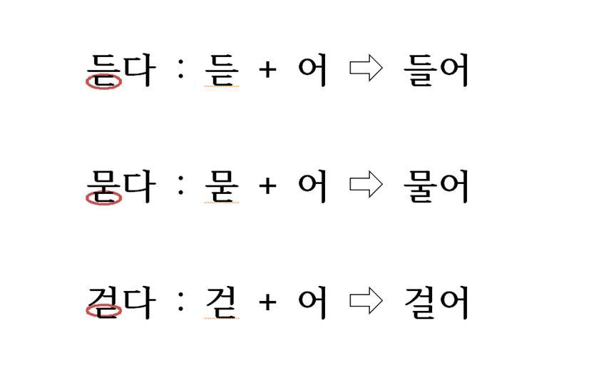 ㄷ불규칙 irregular 