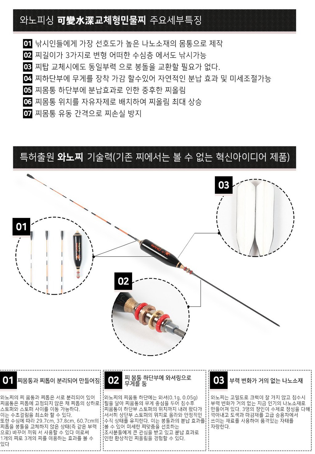 와노 가변수심（可變水深） 교체형 민물찌 － G타입（고추형）25,000원 - ☆----찌 - 동아낚시백화점