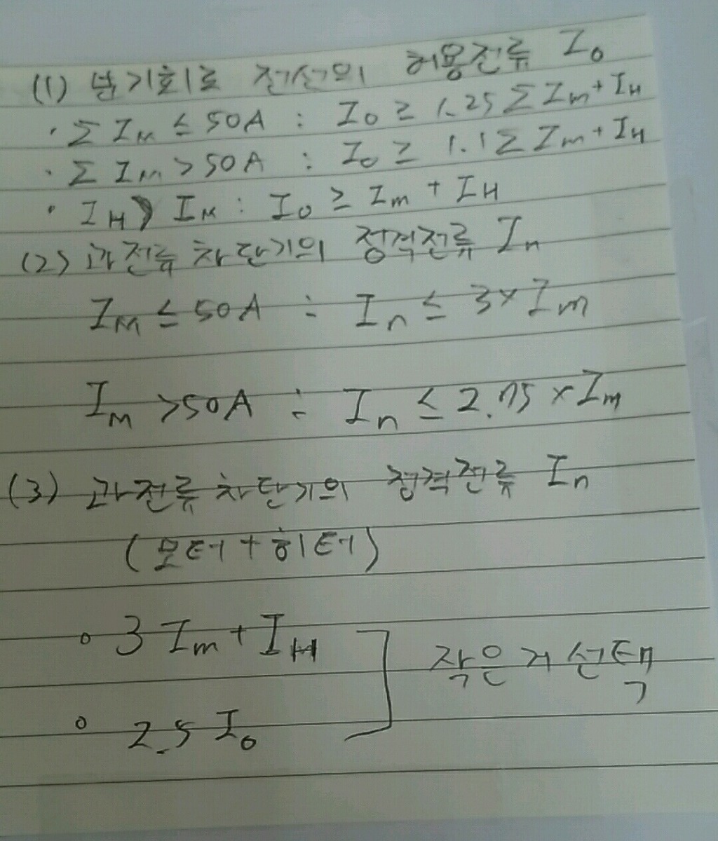 분기회로 전선의 허용전류와 차단기 정격전류 - [실기] 다산교재 이론서 - 전기기사 한번에 합격하기
