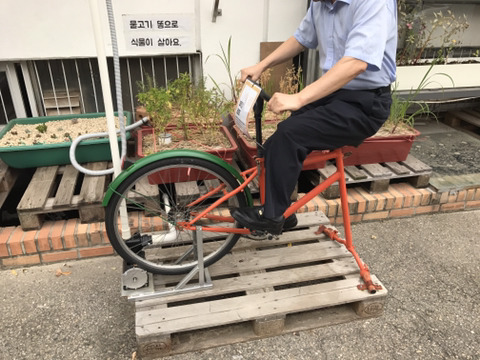 자전거 동력을 이용한 급수 펌프